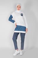 Vêtements hijab CRÈME TUNIQUE COL ROND EN JEAN  6856 