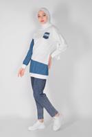 Vêtements hijab CRÈME TUNIQUE COL ROND EN JEAN  6856 