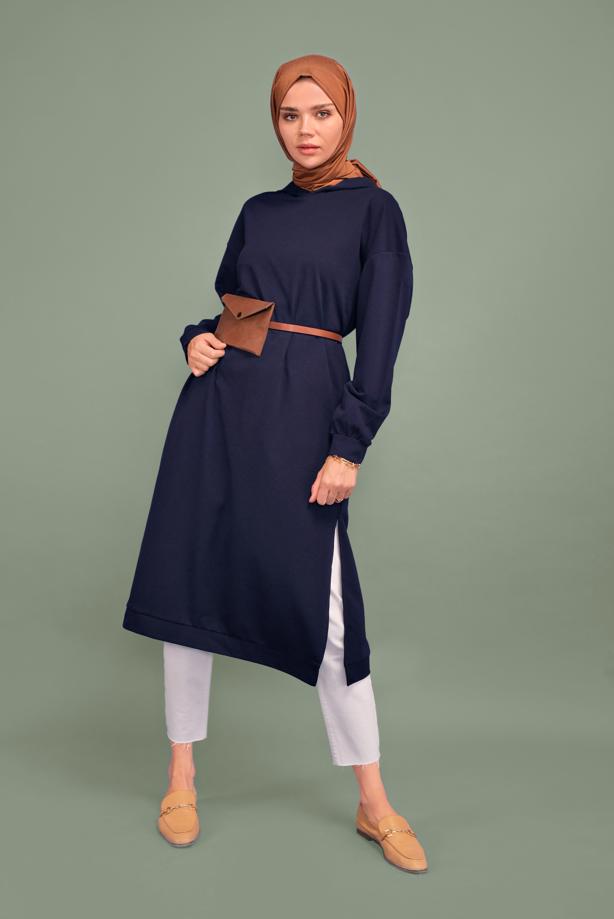 Vêtements hijab  HOODED TUNIC WITH SIDE SLITS 7003  - TRENDTESETTÜR