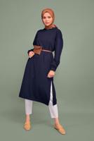 Vêtements hijab BLEU MARINE TUNIQUE À CAPUCHE 7003