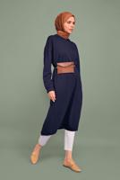 Vêtements hijab BLEU MARINE TUNIQUE À CAPUCHE 7003