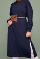 Vêtements hijab BLEU MARINE TUNIQUE À CAPUCHE 7003