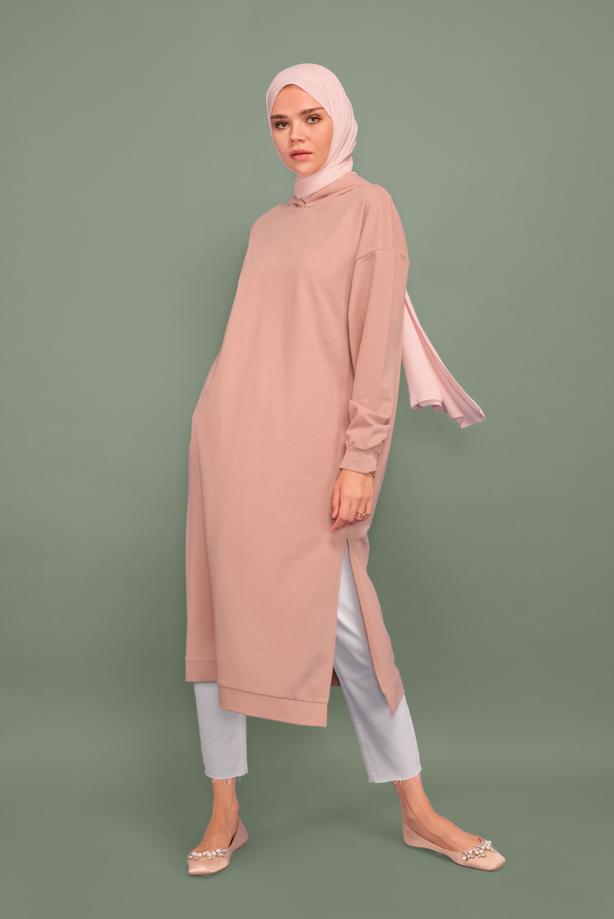 Vêtements hijab  HOODED TUNIC WITH SIDE SLITS 7003  - TRENDTESETTÜR