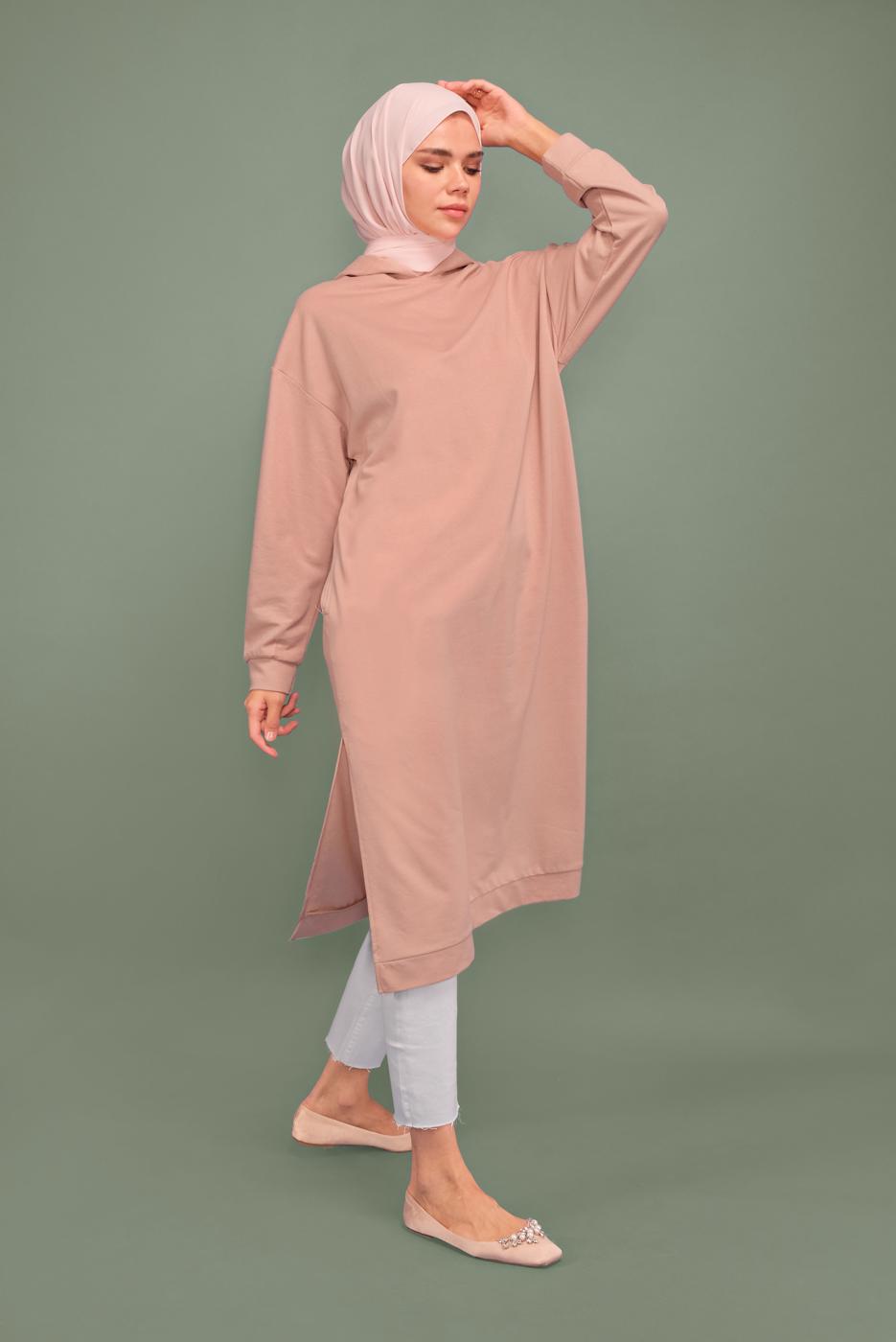 Vêtements hijab POUDRE TUNIQUE À CAPUCHE 7003