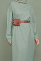 Hijab clothing GREEN HOODED TUNIC WITH SIDE SLITS 7003 