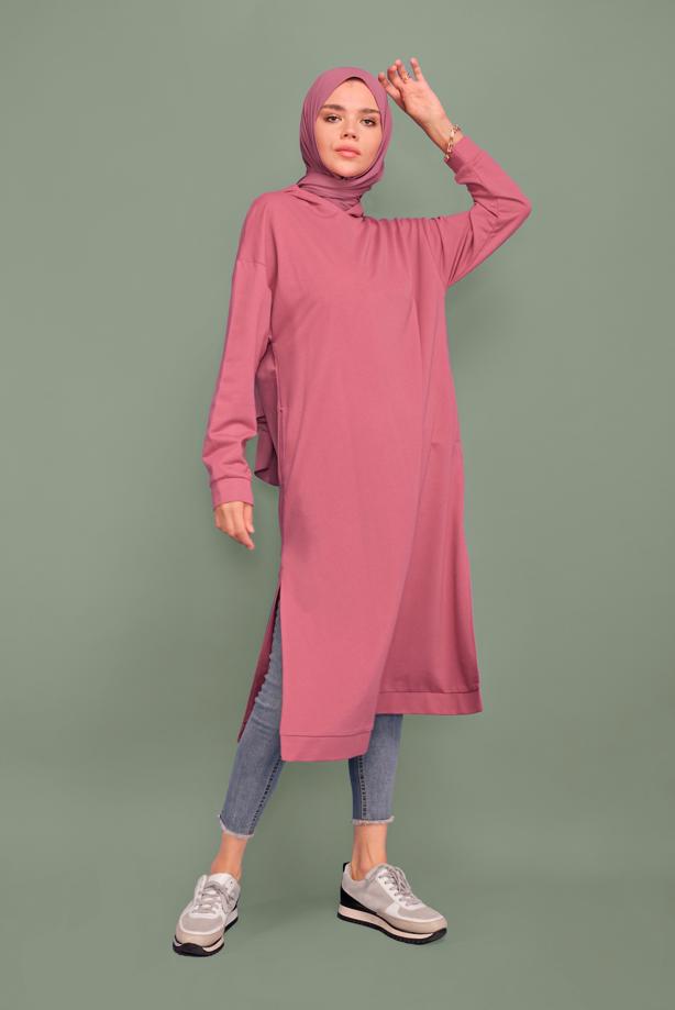 Vêtements hijab  HOODED TUNIC WITH SIDE SLITS 7003  - TRENDTESETTÜR