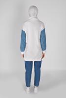 Tesettür giyim KREM KOLLARI DENİM TUNİK  8856 