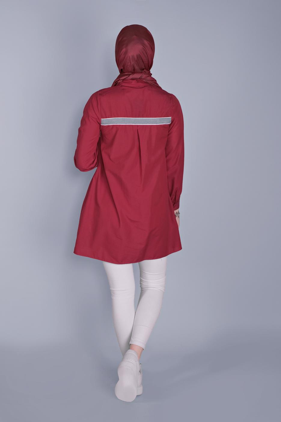 Hijab clothing RED STRIPE DETAIL SALAS TUNIC 9136 