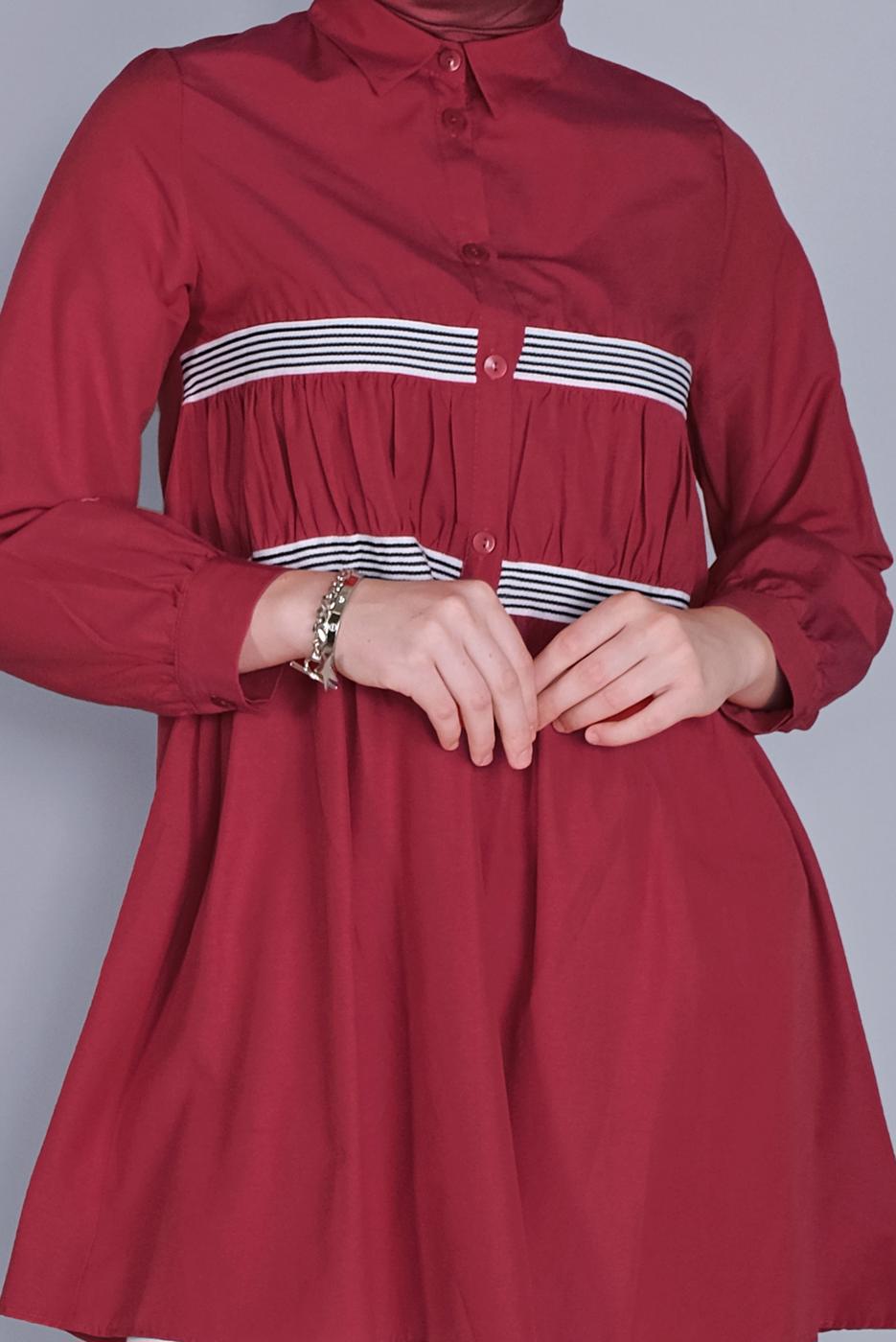 Hijab clothing RED STRIPE DETAIL SALAS TUNIC 9136 