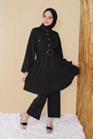 Hijab clothing BLACK TIE DETAIL TUNIC WITH POCKET 9181 