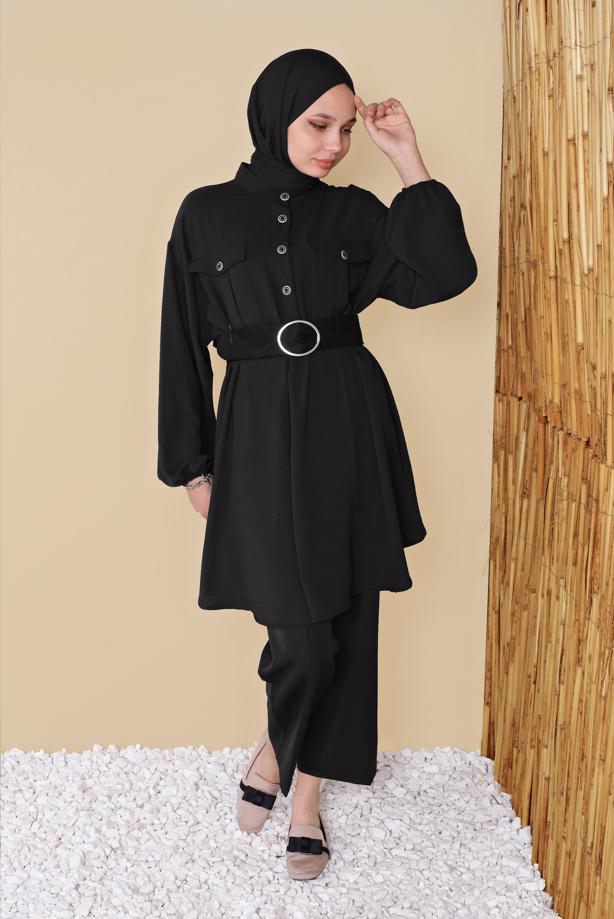 Hijab clothing  TIE DETAIL TUNIC WITH POCKET 9181  - TRENDTESETTÜR