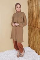Hijab clothing BROWN TIE DETAIL TUNIC WITH POCKET 9181 