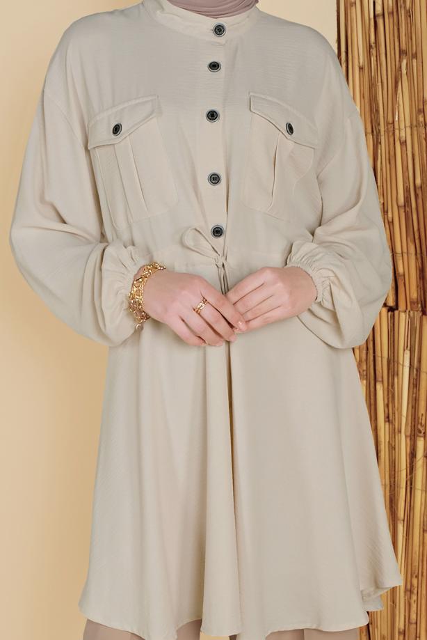 Hijab clothing  TIE DETAIL TUNIC WITH POCKET 9181  - TRENDTESETTÜR