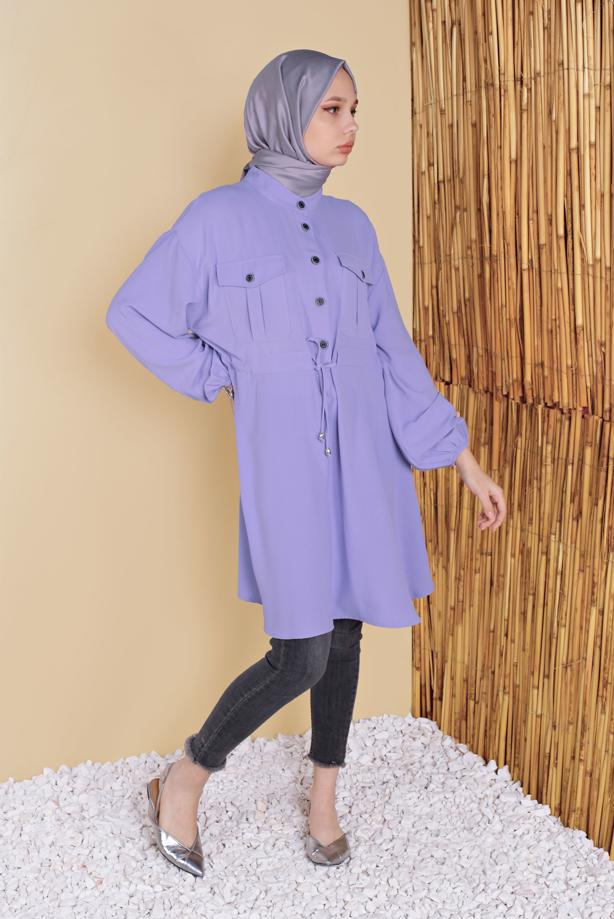 Hijab clothing  TIE DETAIL TUNIC WITH POCKET 9181  - TRENDTESETTÜR