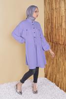 Hijab clothing PURPLE TIE DETAIL TUNIC WITH POCKET 9181 
