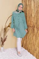 Vêtements hijab VERT TUNIQUE AVEC TAILLE DE POCHE TUNIQUE 9181
