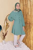 Vêtements hijab VERT TUNIQUE AVEC TAILLE DE POCHE TUNIQUE 9181