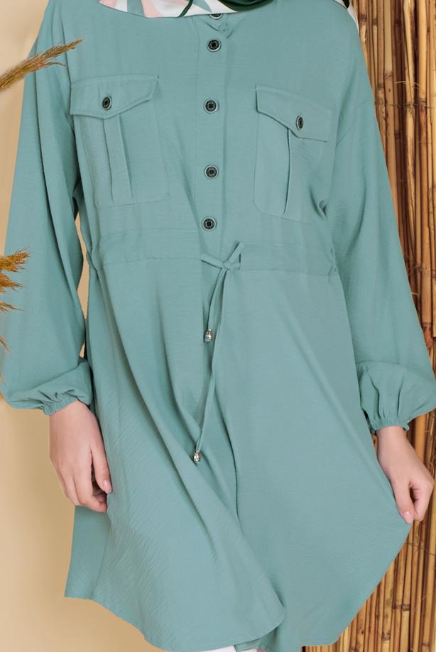 Hijab clothing  TIE DETAIL TUNIC WITH POCKET 9181  - TRENDTESETTÜR