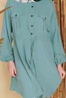 Vêtements hijab VERT TUNIQUE AVEC TAILLE DE POCHE TUNIQUE 9181