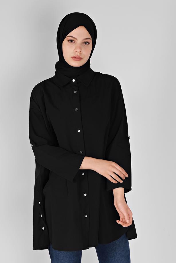 Vêtements hijab  BUTTON DETAIL TUNIC 9307  - TRENDTESETTÜR