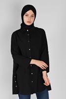 Hijab clothing BLACK BUTTON DETAIL TUNIC 9307 