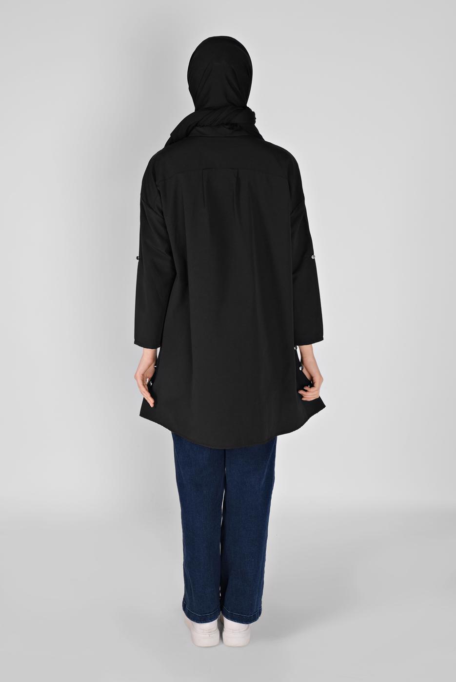 Vêtements hijab NOIR TUNIQUE DÉTAIL BOUTONS 9307