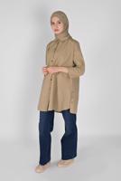 Tesettür giyim KAHVE METAL DÜĞME DETAYLI  TUNİK 9307