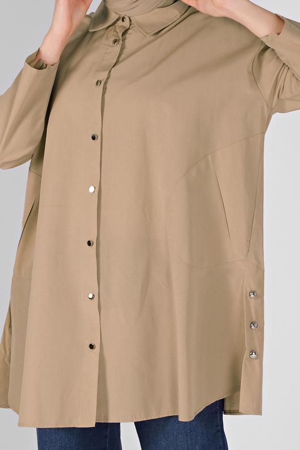 Hijab-Kleidung  METAL DÜĞME DETAYLI  TUNİK 9307 - TRENDTESETTÜR