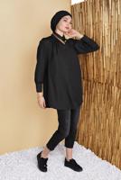 Vêtements hijab NOIR TUNIQUE HOMME À COL BOUTONS  9503 