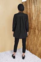 Hijab clothing BLACK MEN′S COLLAR BUTTON TUNIC 9503 
