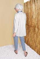 Vêtements hijab BLANC TUNIQUE HOMME À COL BOUTONS  9503 