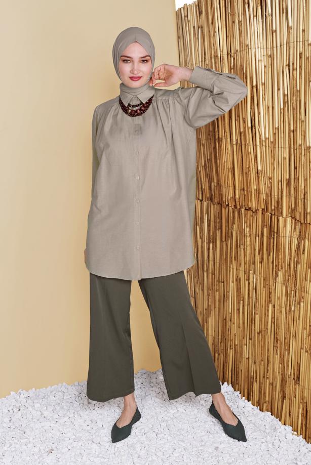 Tesettür giyim  ERKEK YAKA DÜĞMELİ TUNİK 9503 - TRENDTESETTÜR