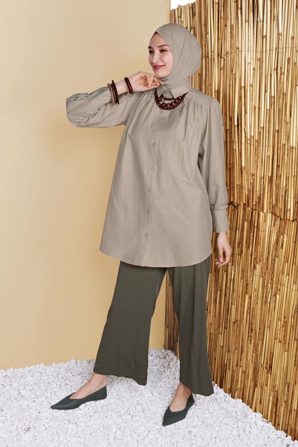 Tesettür giyim  ERKEK YAKA DÜĞMELİ TUNİK 9503 - TRENDTESETTÜR