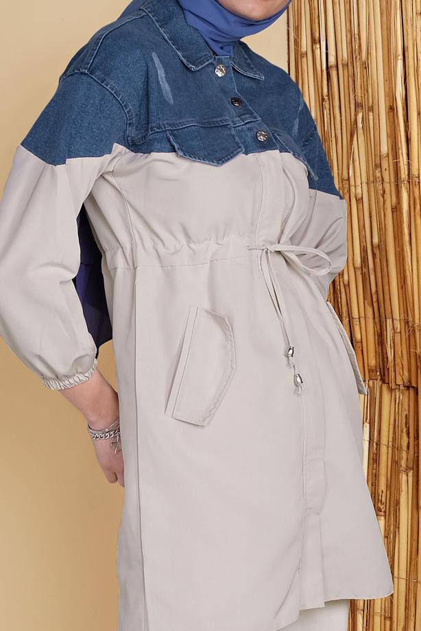 Hijab clothing  DENIM DETAILED TRENCH COAT 261  - TRENDTESETTÜR