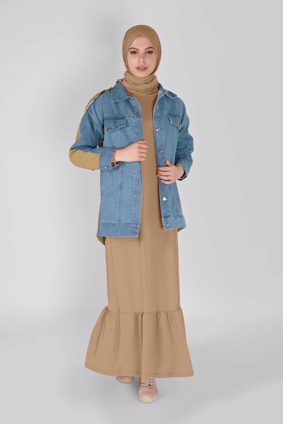 Tesettür giyim LACİVERT İKİ RENK DENİM CEKET 471