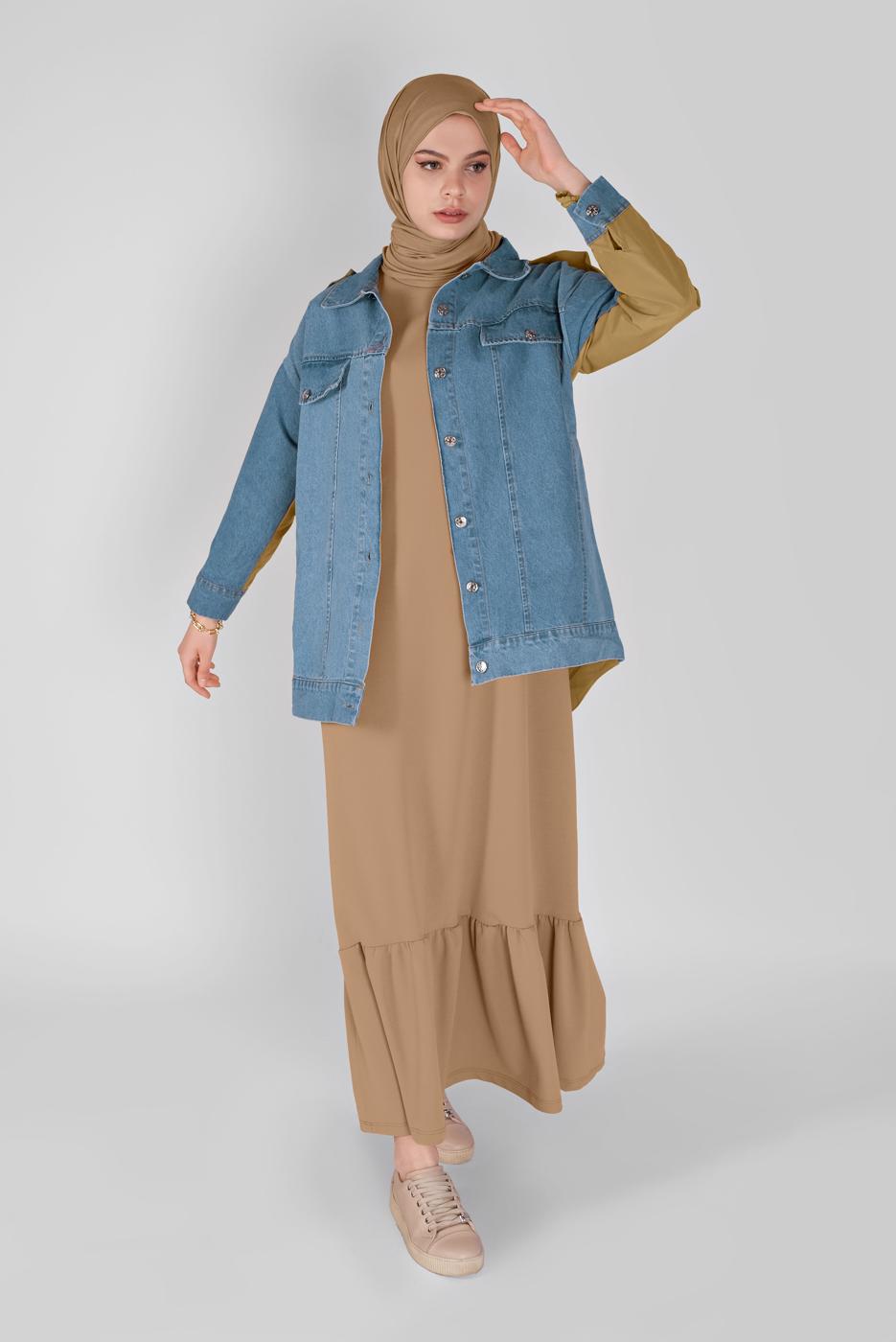 Tesettür giyim LACİVERT İKİ RENK DENİM CEKET 471