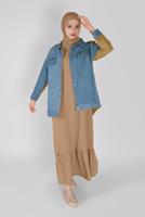 Tesettür giyim LACİVERT İKİ RENK DENİM CEKET 471