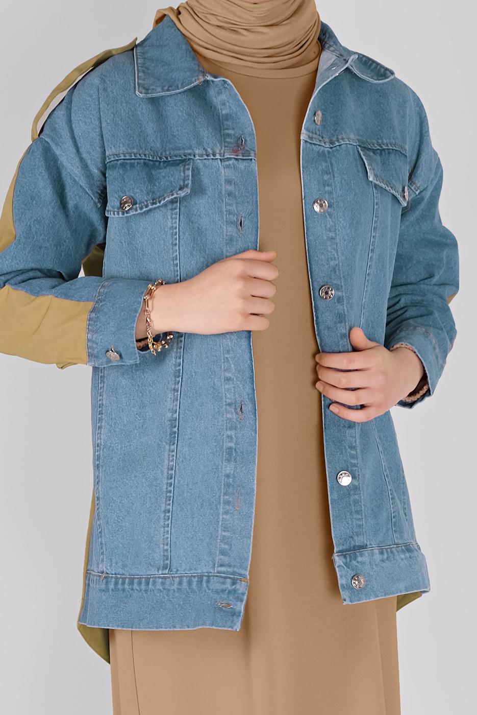 Tesettür giyim LACİVERT İKİ RENK DENİM CEKET 471