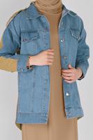 Tesettür giyim LACİVERT İKİ RENK DENİM CEKET 471