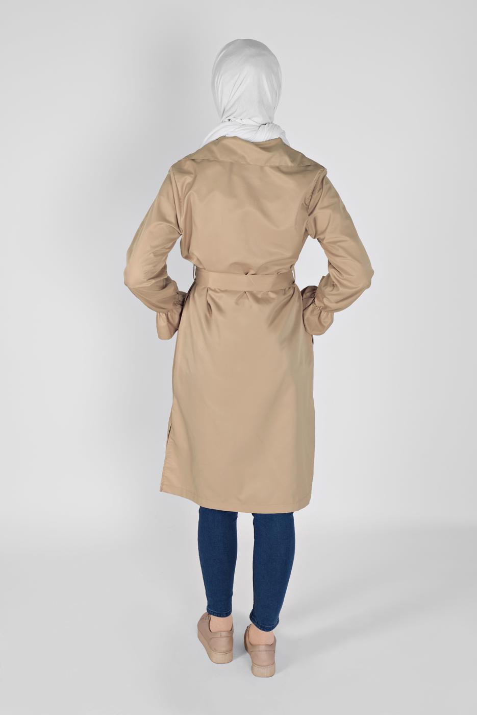 Hijab clothing BROWN BELTED DRESS WITH ELASTIC CUFFS 531 