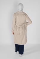 Hijab clothing BEIGE BELTED DRESS WITH ELASTIC CUFFS 531 