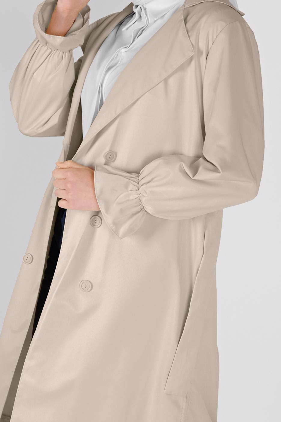 Hijab clothing BEIGE BELTED DRESS WITH ELASTIC CUFFS 531 