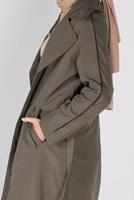 Hijab clothing KHAKI WIDE COLLAR BELTED TRENCH COAT 551 