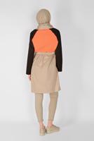 Tesettür giyim KAHVE KUŞAKLI FERMUARLI TRENÇKOT 991 