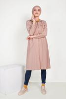 Tesettür giyim PUDRA ALVİNA FERMUARLI SPOR TRENÇKOT 10154