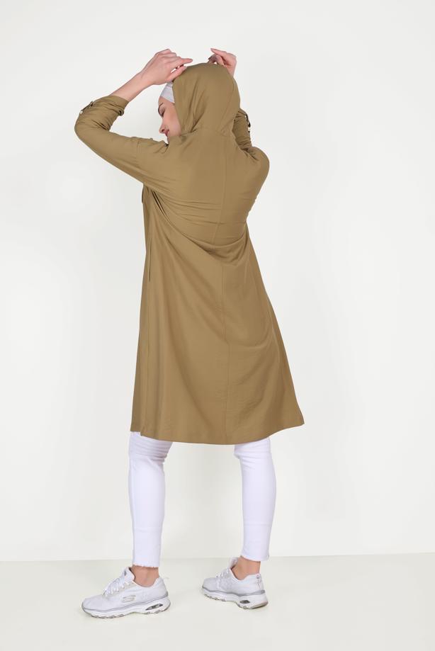 Vêtements hijab BRUN TRENCH DE SPORT ZIPPÉ 10154 - TRENDTESETTÜR