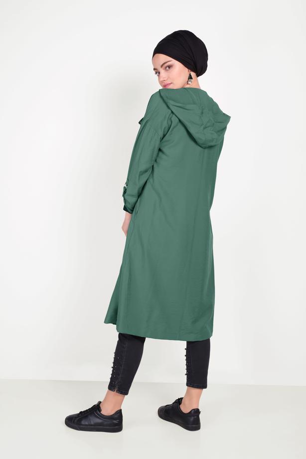 Vêtements hijab VERT TRENCH DE SPORT ZIPPÉ 10154 - TRENDTESETTÜR