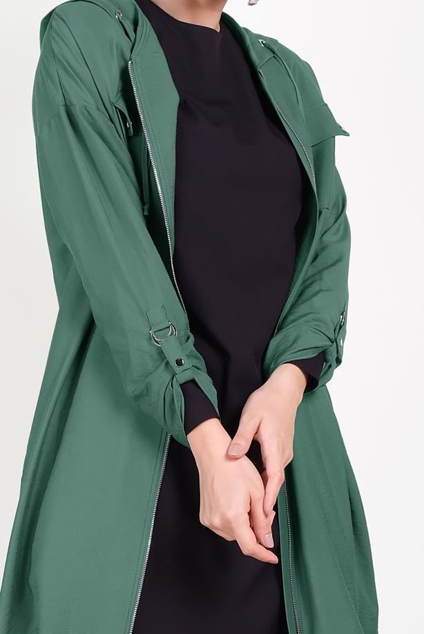 Vêtements hijab VERT TRENCH DE SPORT ZIPPÉ 10154 - TRENDTESETTÜR