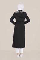 Hijab clothing BLACK ALVINA HOODED BELTED TRENCH COAT T 10174