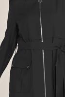 Hijab clothing BLACK ALVINA HOODED BELTED TRENCH COAT T 10174